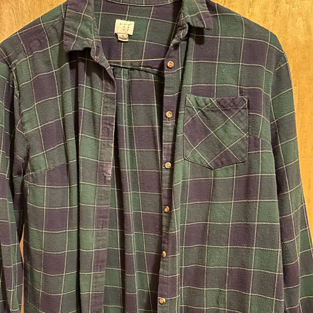 Green Plaid Flannel Shirt